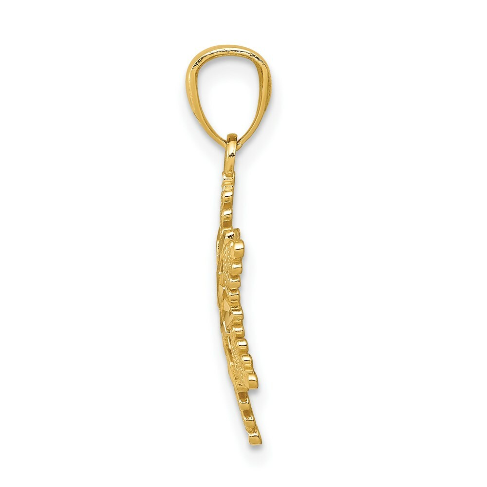 14K Yellow Gold Diamond-cut Polished Snowflake Pendant