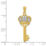 Load image into Gallery viewer, 14K Two-tone Gold with Rhodium Crown Key Pendant
