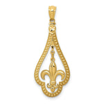 Load image into Gallery viewer, 14k Yellow Gold Diamond-cut Polished Fleur de Lis Dangle Pendant
