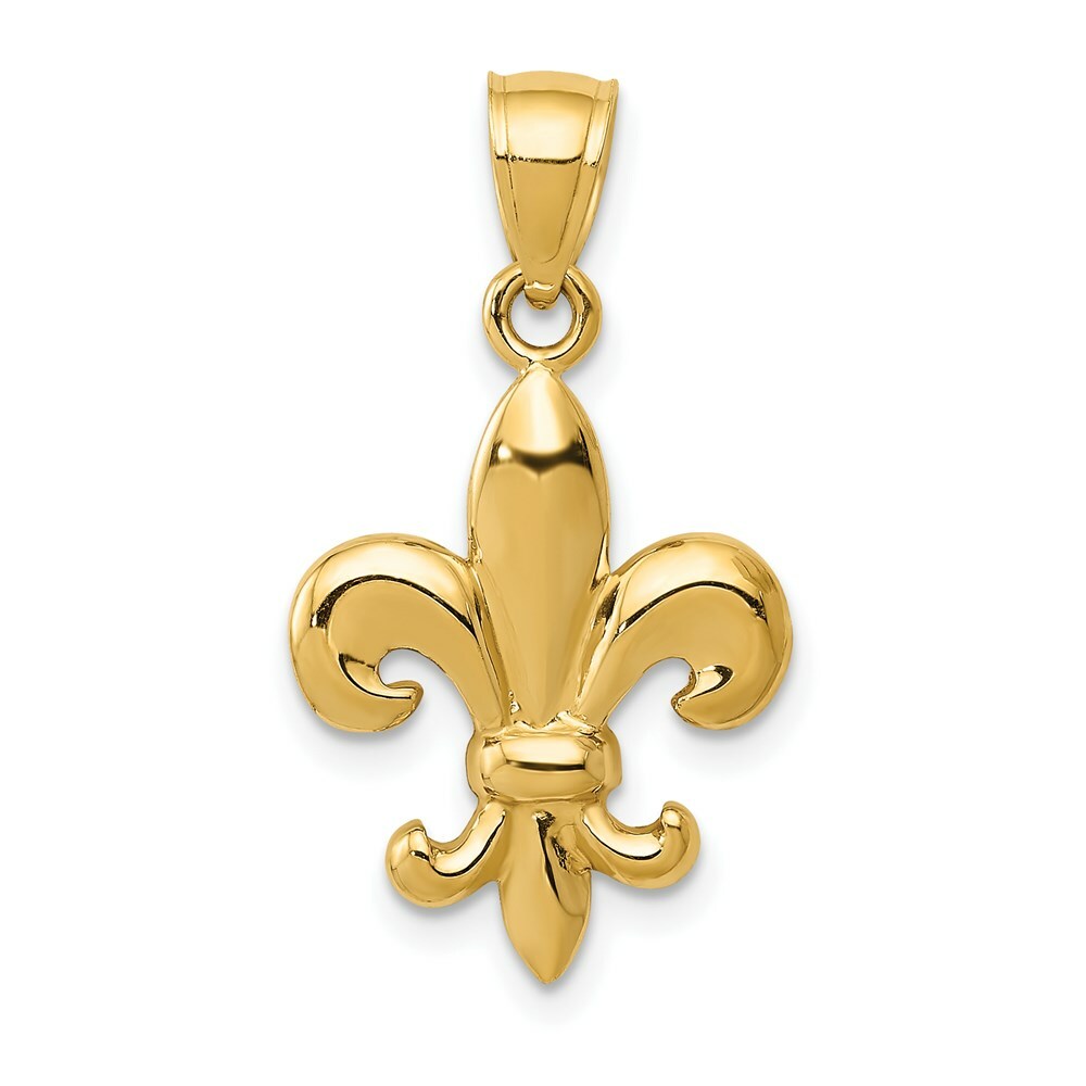 14k Yellow Gold Polished Fleur de Lis Pendant