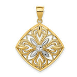 Load image into Gallery viewer, 14k Two-tone Gold Rhodium Diamond-cut Polished Fancy Square Pendant
