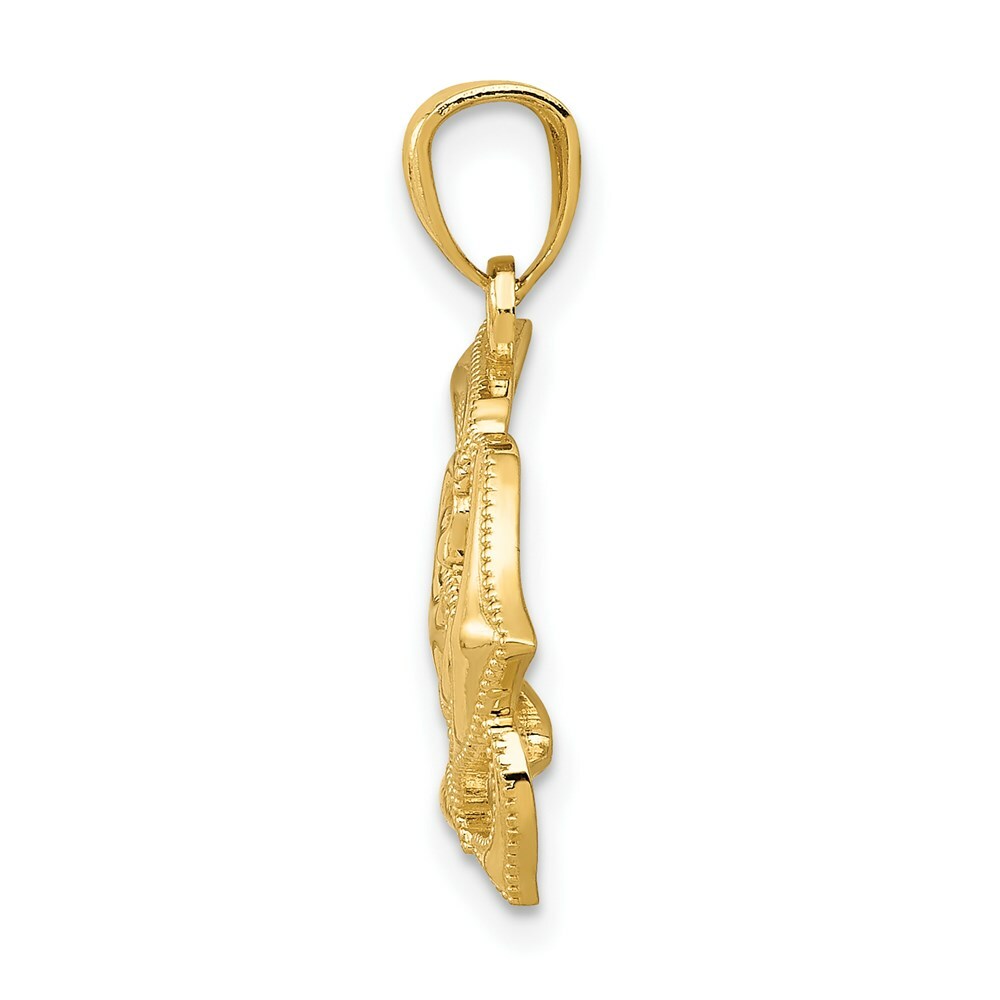 14k Yellow Gold Polished Open Rose Pendant