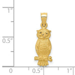 Load image into Gallery viewer, 14k Yellow Gold Satin Diamond-cut Owl Pendant
