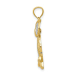 Load image into Gallery viewer, 14K Two-tone Gold with Rhodium Diamond-cut Polished Moveable Owl Pendant
