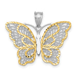 Load image into Gallery viewer, 14K Two-tone Gold with Rhodium Polished Filigree Butterfly Pendant
