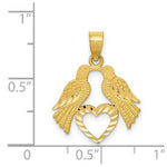 Load image into Gallery viewer, 14K Yellow Gold Polished Diamond-cut Love Birds with Heart Pendant

