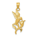 Load image into Gallery viewer, 14k Yellow Gold Polished Hummingbird w/Flower Pendant
