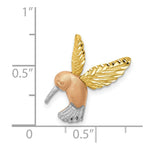 Load image into Gallery viewer, 14K Tri-Color Satin &amp; Diamond-cut Hummingbird Pendant, Chain Slide
