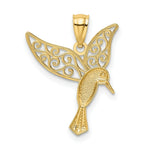 Load image into Gallery viewer, 14K Two-tone Gold with Rhodium Polished Hummingbird Filigree Wings Pendant
