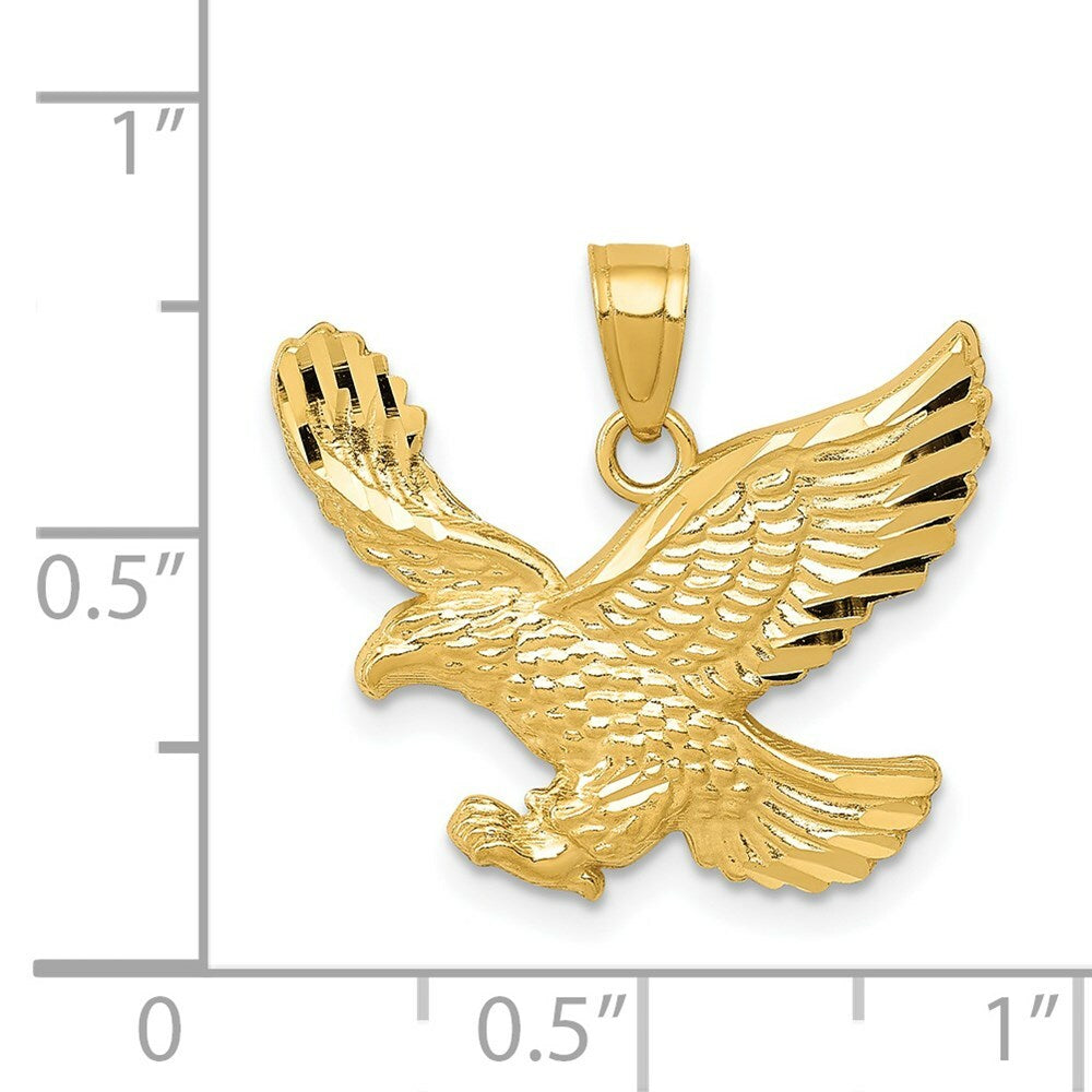 14k Yellow Gold Diamond-cut Eagle Pendant