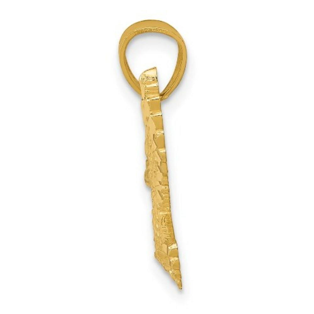 14k Yellow Gold Diamond-cut Eagle Pendant