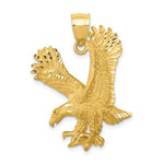Load image into Gallery viewer, 14k Yellow Gold Satin Diamond-cut Eagle Pendant
