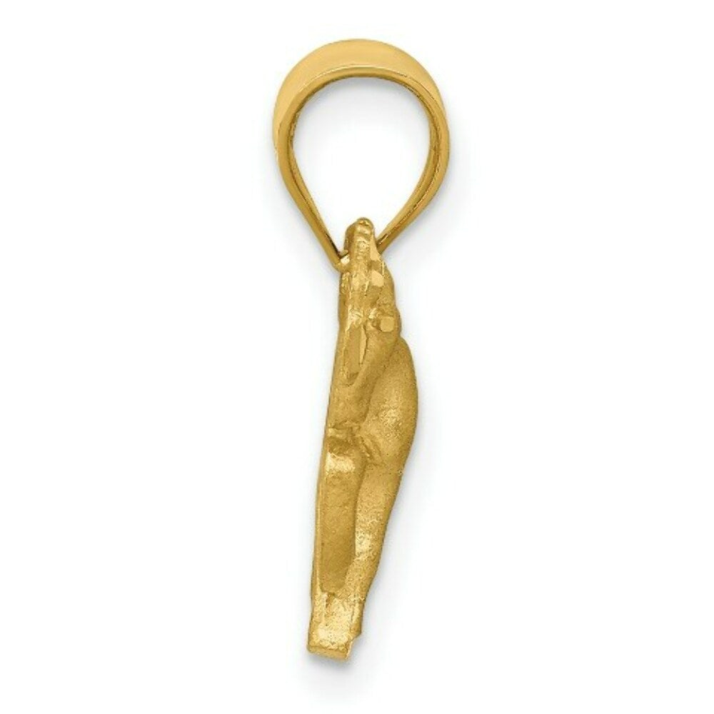 14k Yellow Gold Satin & Diamond-cut Horse Pendant