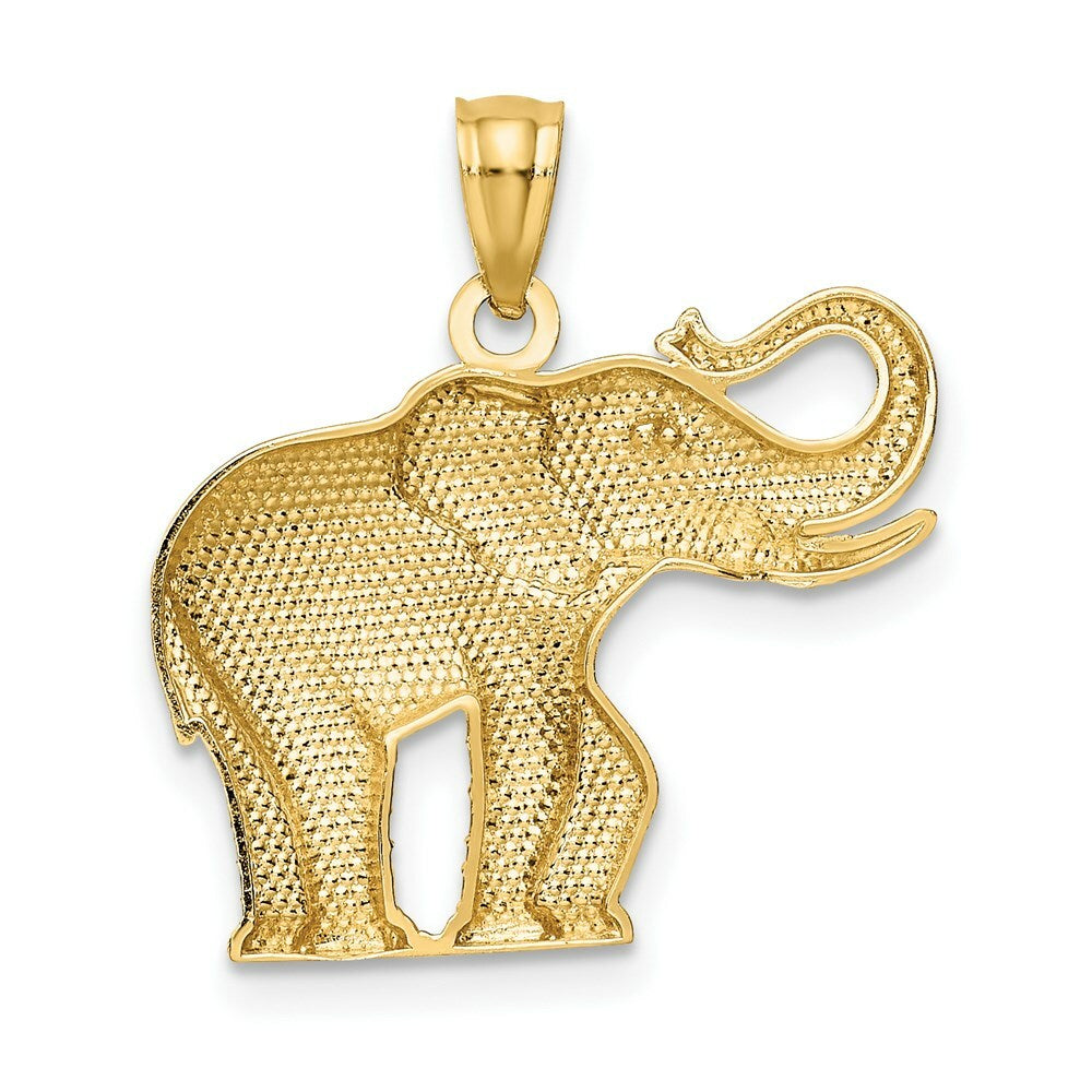 14k Yellow Gold Polished & Satin Elephant Pendant