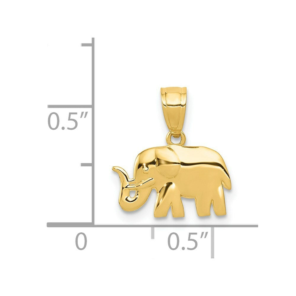 14K Yellow Gold Polished Elephant Pendant