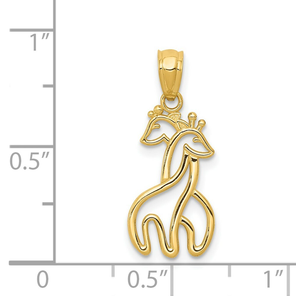 14K Yellow Gold Polished Interlocking Giraffes Pendant