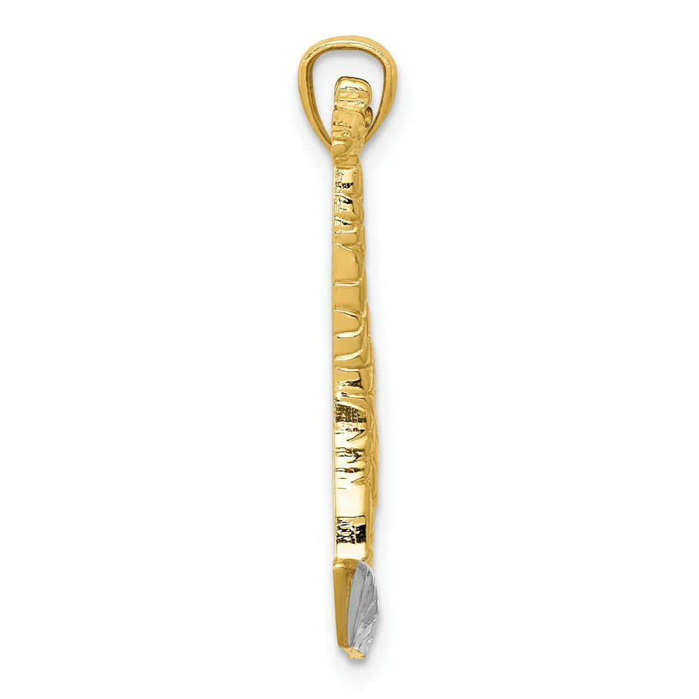 14K Two-tone Gold with Rhodium Diamond-cut Polished Giraffe Pendant