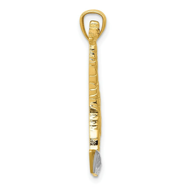 14K Two-tone Gold with Rhodium Diamond-cut Polished Giraffe Pendant