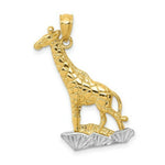 Load image into Gallery viewer, 14K Two-tone Gold with Rhodium Diamond-cut Polished Giraffe Pendant
