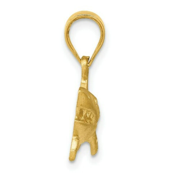 14k Yellow Gold Satin & Diamond-cut Shark Pendant