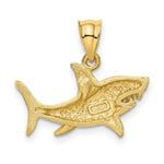 Load image into Gallery viewer, 14k Yellow Gold Satin &amp; Diamond-cut Shark Pendant
