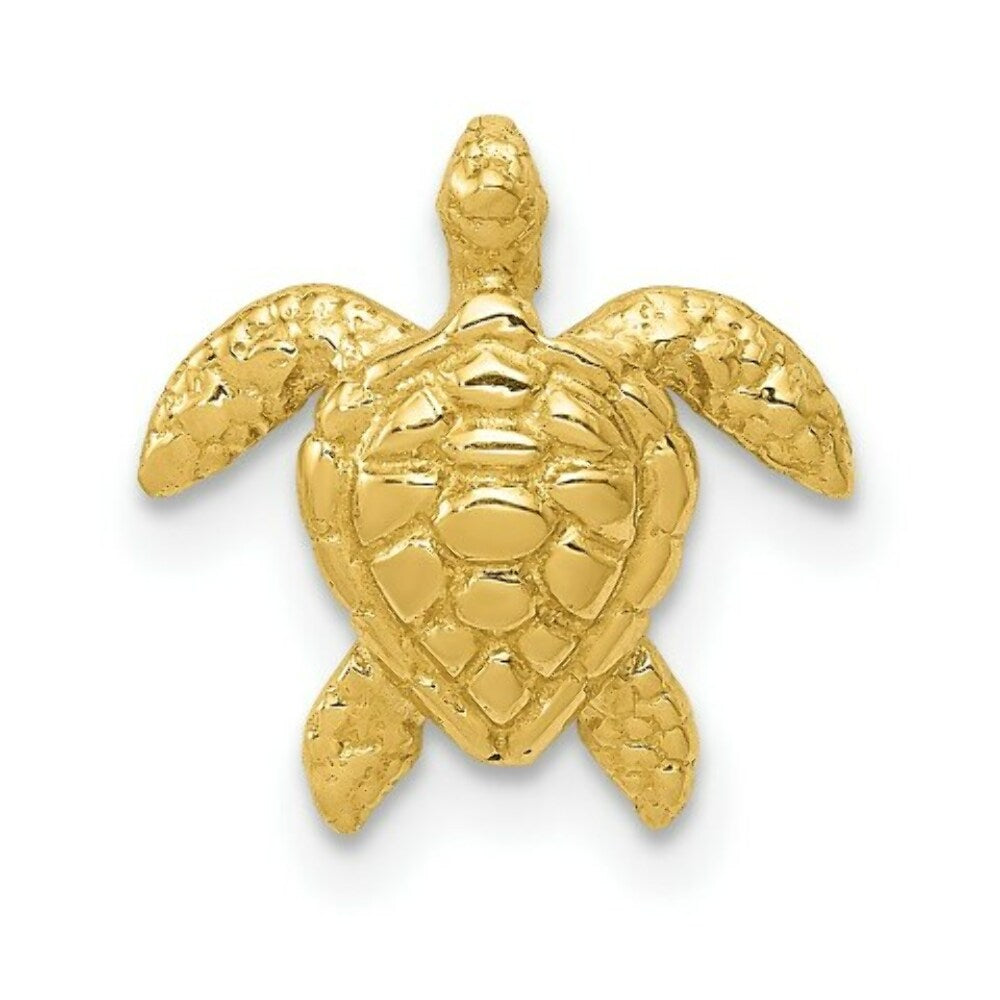 14k Yellow Gold Polished Small Sea Turtle Chain Slide