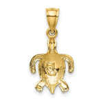 Load image into Gallery viewer, 14K Yellow Gold Polished and Textured Diamond-cut Sea Turtle Pendant
