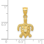 Load image into Gallery viewer, 14K Yellow Gold Polished and Textured Diamond-cut Sea Turtle Pendant
