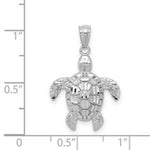 Load image into Gallery viewer, 14k White Gold Diamond-cut Polished Sea Turtle Pendant
