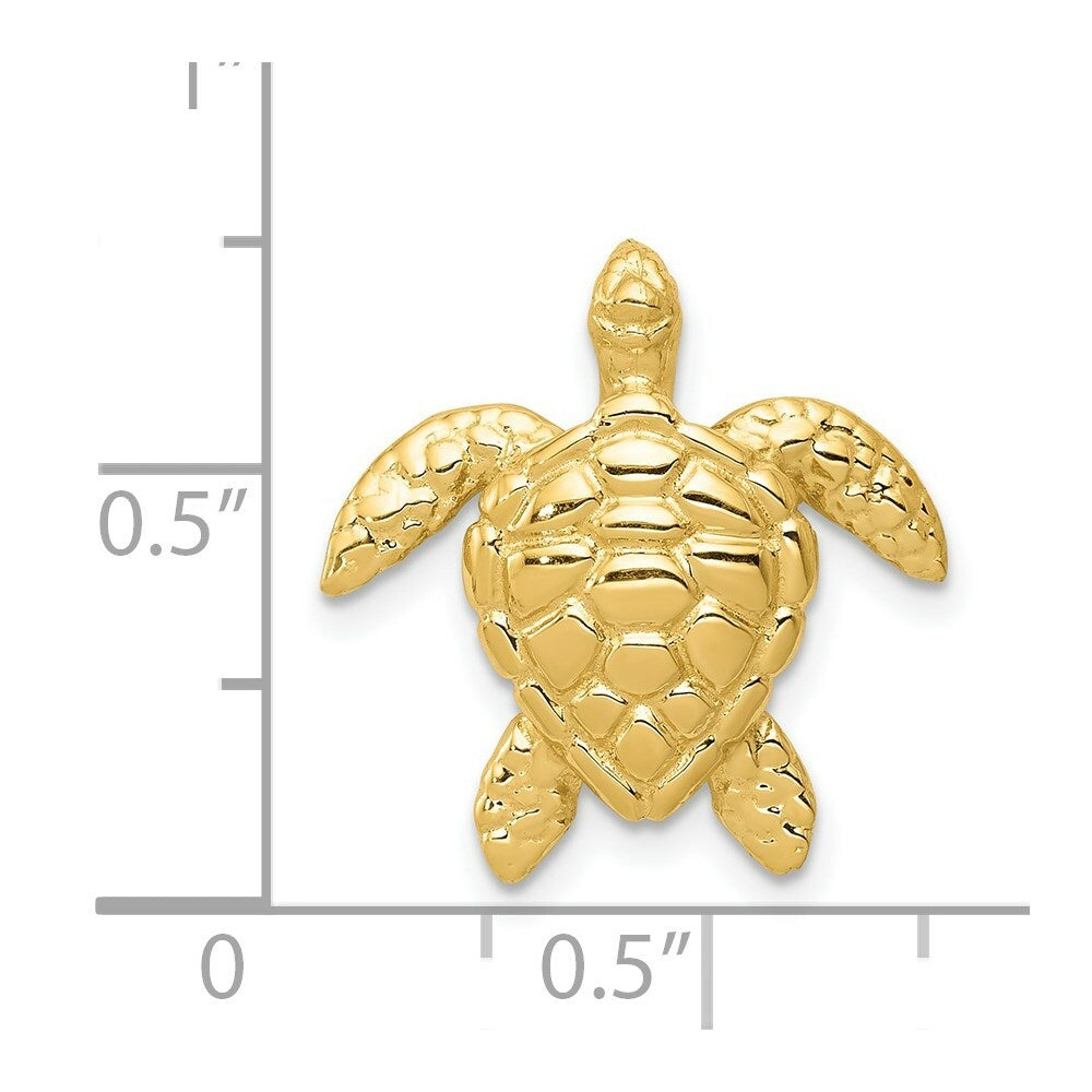 14k Yellow Gold Polished Large Sea Turtle Chain Slide