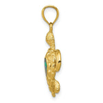 Load image into Gallery viewer, 14k Yellow Gold Polished w/Created Blue Opal Turtle Pendant
