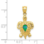 Load image into Gallery viewer, 14k Yellow Gold Polished w/Created Blue Opal Turtle Pendant
