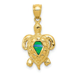 Load image into Gallery viewer, 14k Yellow Gold Polished w/Created Blue Opal Turtle Pendant
