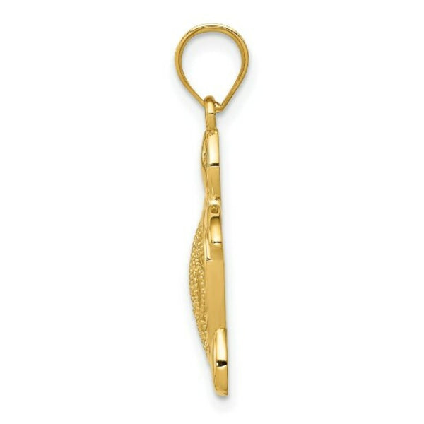 14K Yellow Gold Polished Filigree Sea Turtle Pendant