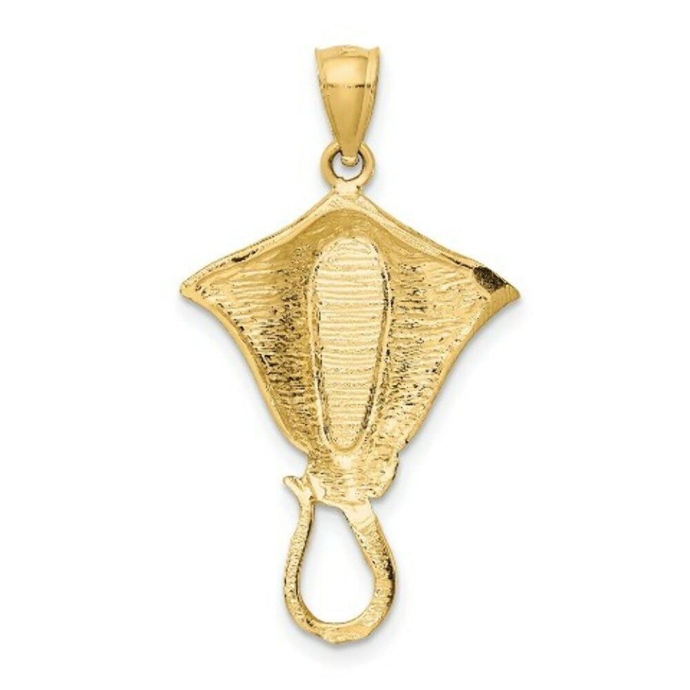 14k Yellow Gold Polished w/Created Blue Opal Stingray Pendant
