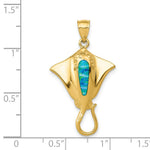 Load image into Gallery viewer, 14k Yellow Gold Polished w/Created Blue Opal Stingray Pendant
