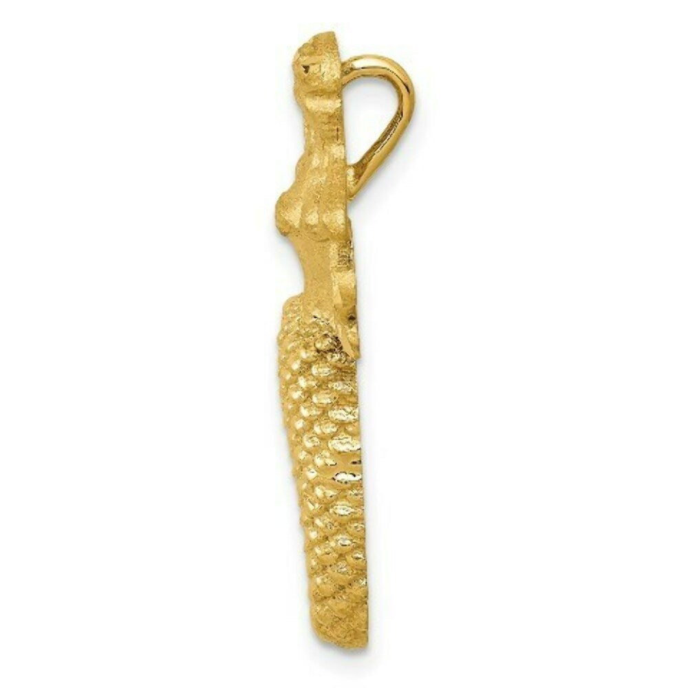 14k Yellow Gold Polished and Satin Diamond-cut Mermaid Chain Slide