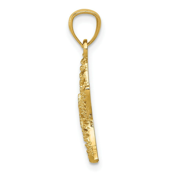 14K Yellow Gold Diamond-cut Polished Filigree Starfish Pendant