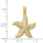 Load image into Gallery viewer, 14K Two-tone Gold with Rhodium Diamond-cut Starfish Pendant
