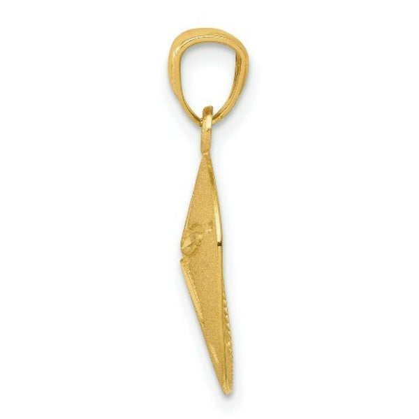 14K Yellow Gold Satin Diamond-cut Sand Dollar Pendant