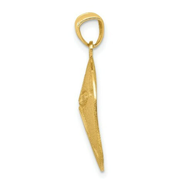 14k Yellow Gold Satin Diamond-cut Sand Dollar Pendant