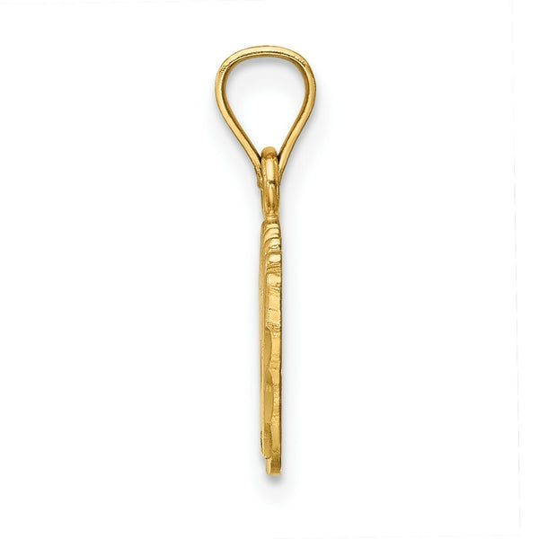 14K Yellow Gold Satin Diamond-cut Footprints Pendant