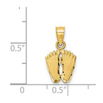 Load image into Gallery viewer, 14K Yellow Gold Satin Diamond-cut Footprints Pendant
