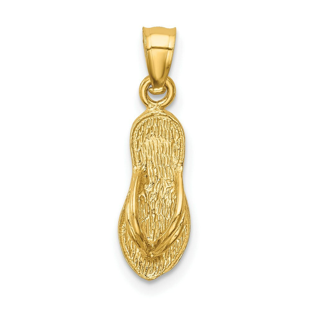 14K Yellow Gold Polished and Textured Flip Flop Pendant