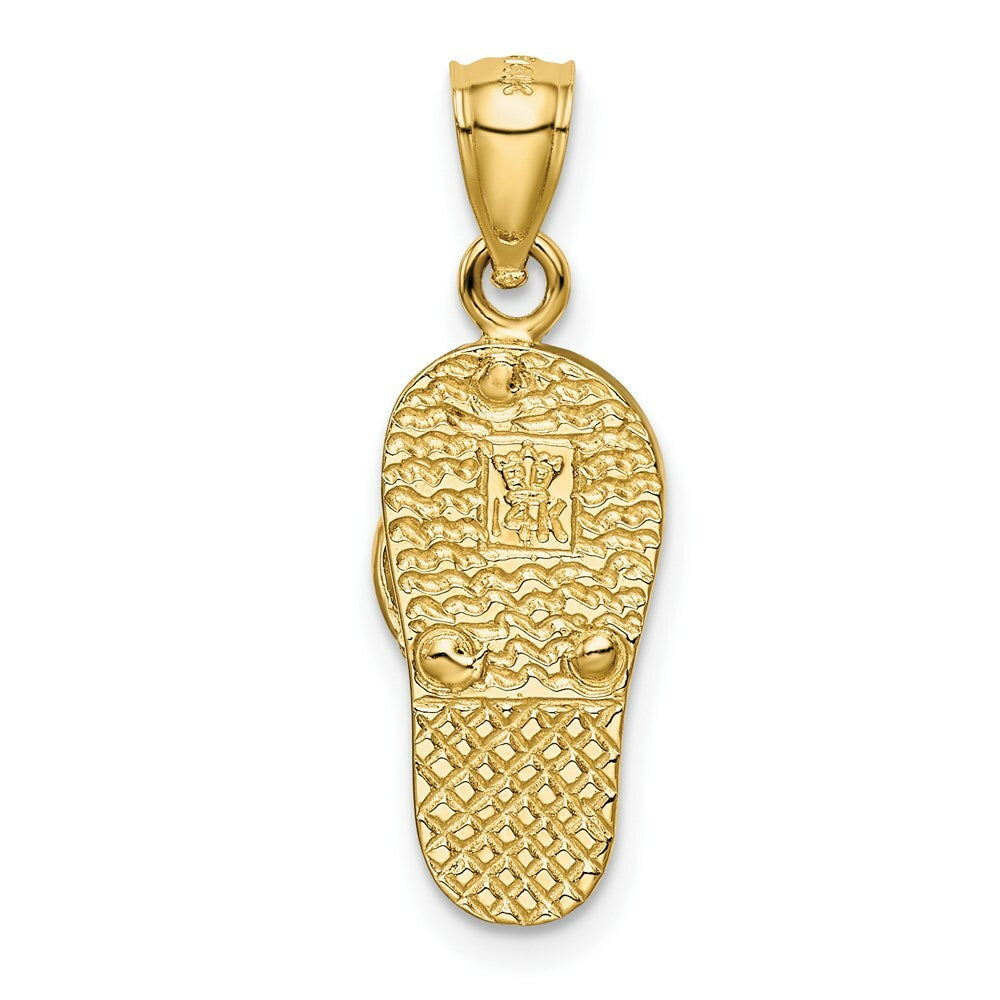 14k Yellow Gold Polished w/Created Blue Opal Flip Flop Pendant