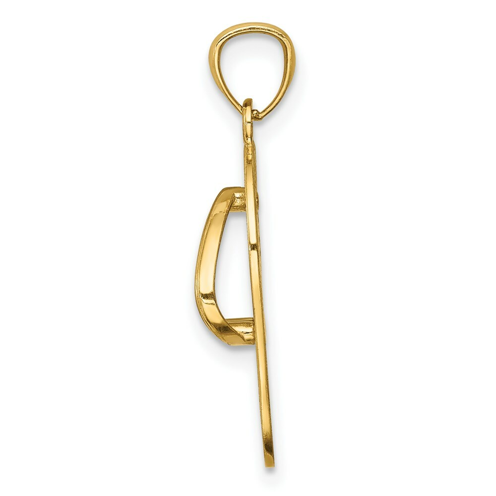 14K Two-tone Gold with Rhodium Polished Floral Flip Flop Pendant