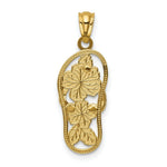 Load image into Gallery viewer, 14K Two-tone Gold with Rhodium Polished Floral Flip Flop Pendant

