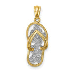 Load image into Gallery viewer, 14K Two-tone Gold with Rhodium Polished Floral Flip Flop Pendant
