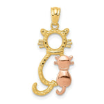 Load image into Gallery viewer, 14k Yellow and Rose Gold - Diamond-cut Sitting Cats Pendant
