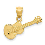 Load image into Gallery viewer, 14k Yellow Gold Satin Diamond-cut Acoustic Guitar Pendant
